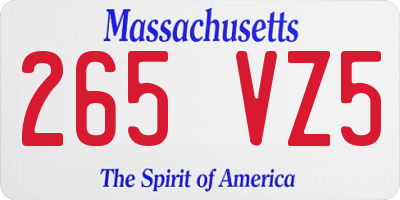 MA license plate 265VZ5