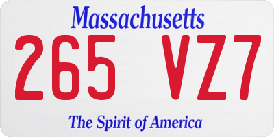 MA license plate 265VZ7
