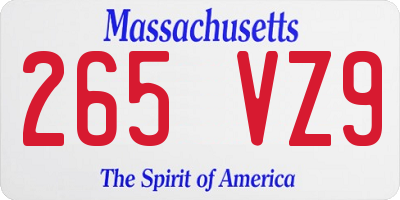 MA license plate 265VZ9