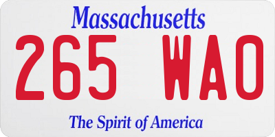 MA license plate 265WA0