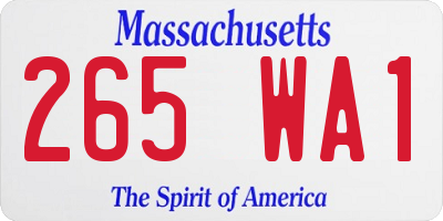 MA license plate 265WA1