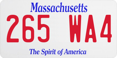 MA license plate 265WA4