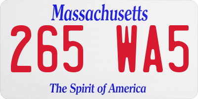 MA license plate 265WA5