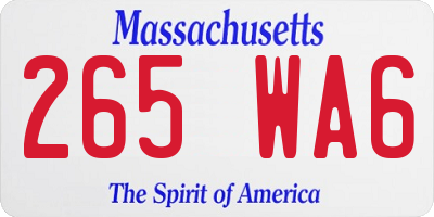 MA license plate 265WA6