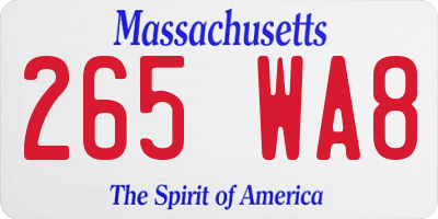 MA license plate 265WA8