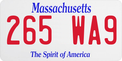 MA license plate 265WA9
