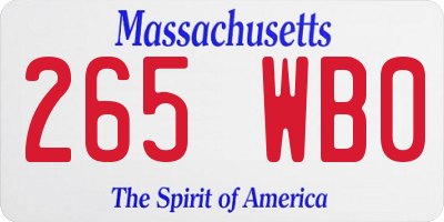 MA license plate 265WB0