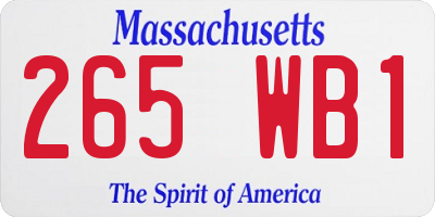MA license plate 265WB1