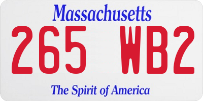 MA license plate 265WB2