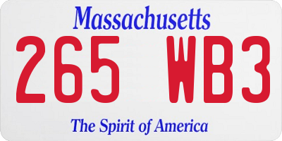 MA license plate 265WB3