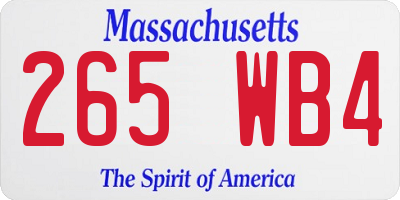 MA license plate 265WB4