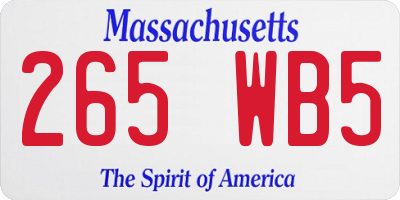 MA license plate 265WB5