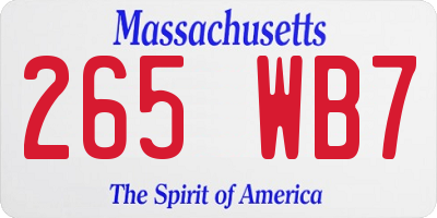 MA license plate 265WB7