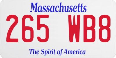 MA license plate 265WB8