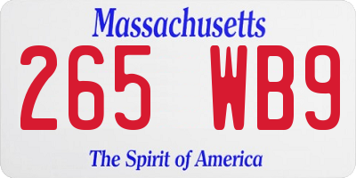 MA license plate 265WB9