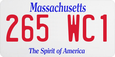 MA license plate 265WC1