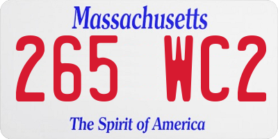 MA license plate 265WC2