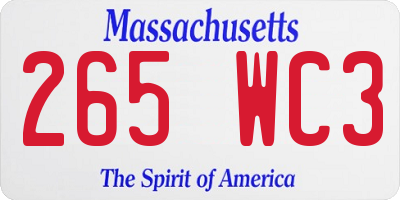 MA license plate 265WC3