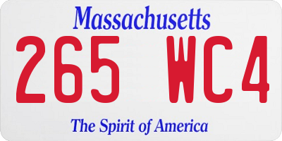 MA license plate 265WC4