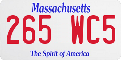 MA license plate 265WC5