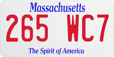 MA license plate 265WC7