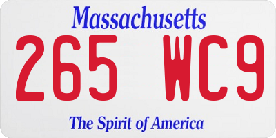 MA license plate 265WC9
