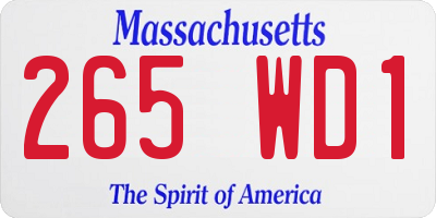 MA license plate 265WD1