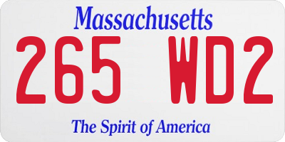 MA license plate 265WD2