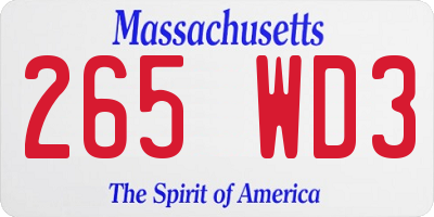 MA license plate 265WD3