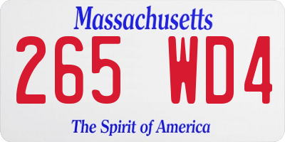 MA license plate 265WD4