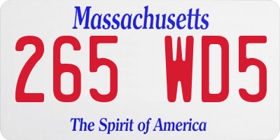 MA license plate 265WD5