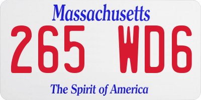 MA license plate 265WD6