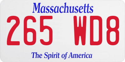 MA license plate 265WD8