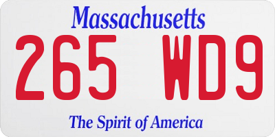 MA license plate 265WD9