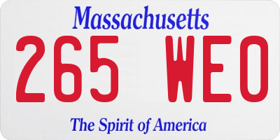 MA license plate 265WE0