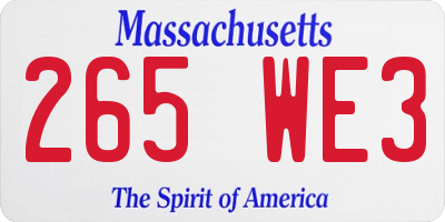 MA license plate 265WE3
