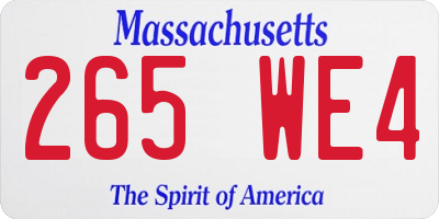 MA license plate 265WE4