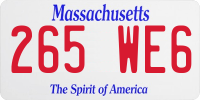 MA license plate 265WE6
