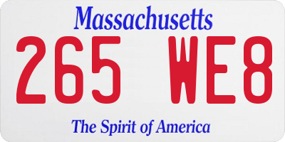 MA license plate 265WE8