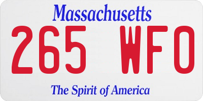 MA license plate 265WF0