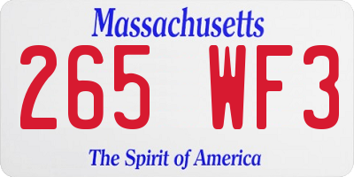 MA license plate 265WF3