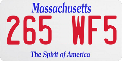 MA license plate 265WF5