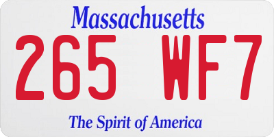 MA license plate 265WF7