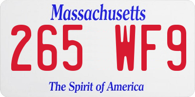 MA license plate 265WF9
