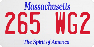 MA license plate 265WG2