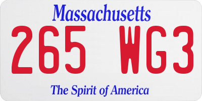 MA license plate 265WG3