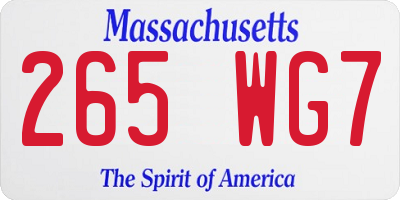 MA license plate 265WG7