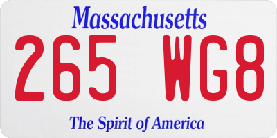 MA license plate 265WG8