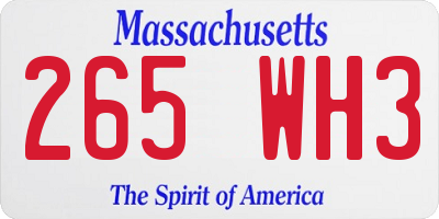 MA license plate 265WH3