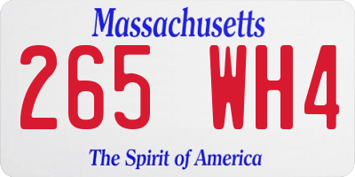 MA license plate 265WH4